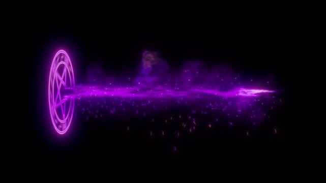 Purple Pentagram Energy Beam Animation Isolated on Transparent Background