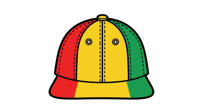 Colorful baseball cap, rasta hat, fashion accessory, illustration
