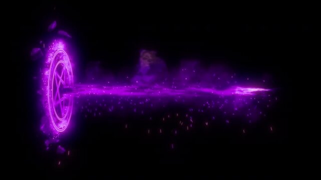 Purple Arcane Portal Ring with Energy Beam and Particles