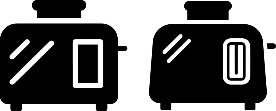 Set of toaster icons, kitchen appliance symbols for breakfast preparation