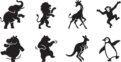 Joyful cartoon circus animals dancing and celebrating playfully © HM
