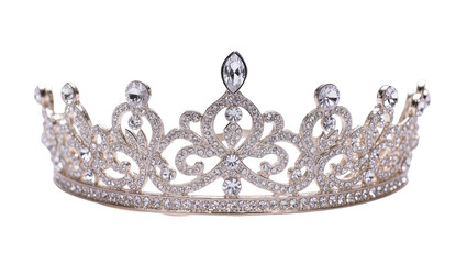 Sparkling diamond-encrusted tiara with ornate filigree design, isolated on transparent background © Lukas