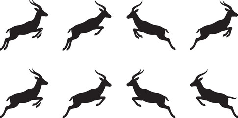 Agile gazelle antelopes leaping and running fast across savanna © HM