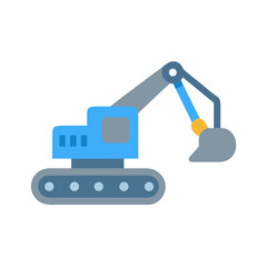 Obraz premium Illustration of a stylized excavator in blue and gray tones over a black background.