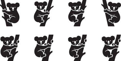 Native australian koala bears hugging and climbing eucalyptus branches © HM