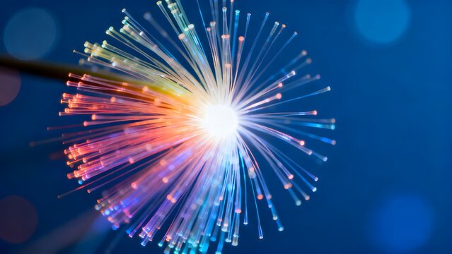 Colorful fiber optic strands emitting light