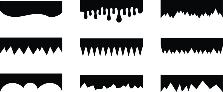 Distressed border edge collection, grunge torn paper and decorative frame vector set