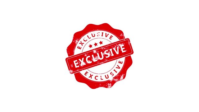 Red grunge premium exclusive offer rubber stamp on white background