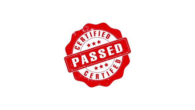 Red grunge passed quality certificate stamp isolated on white