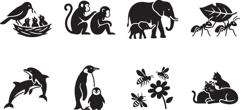 Loving parent and offspring animal interactions in nature