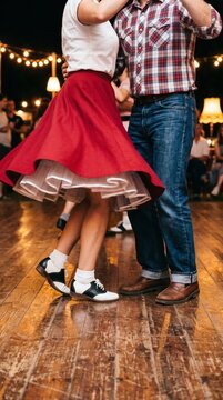 Couples lower body dancing rockabilly style at Dansbandsveckan festival