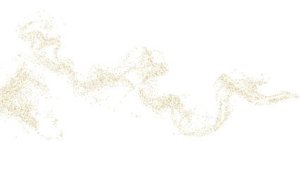 yellow Transparent png image of shimmering golden dust particles gracefully creating a sparkling wavy trail effect with glowing gold glitter on transparent background overlay abstract forming magic © Oleg