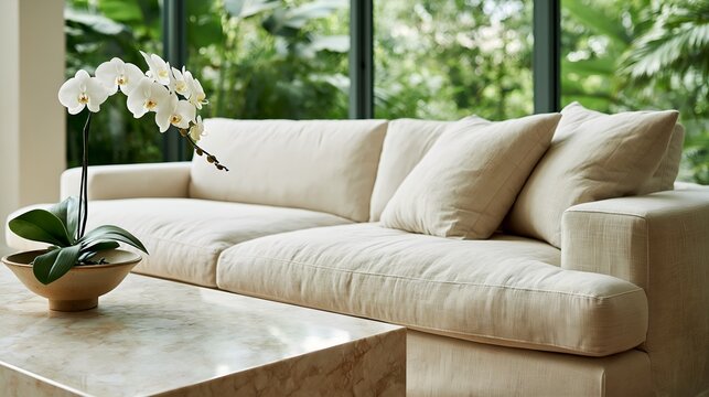 Cozy modern lounge with neutral tones