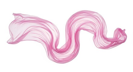 Fototapeta premium A flowing pink silk fabric isolated on white background