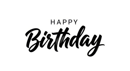 Fototapeta premium Happy birthday text, black brush calligraphy isolated on white background