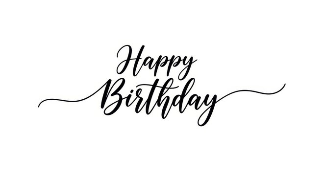 Happy birthday calligraphy text isolated on white background