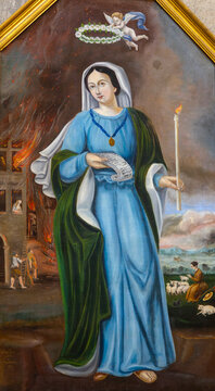 Painting (19th century) of Saint Genevieve. Saint of the Roman Catholic Church.