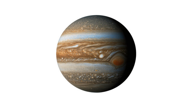 Detailed Jupiter planet with Great Red Spot, isolated on transparent background