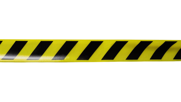 Yellow and black striped caution tape, isolated on transparent background
