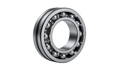 Shiny metal ball bearing with multiple spheres, isolated on transparent background