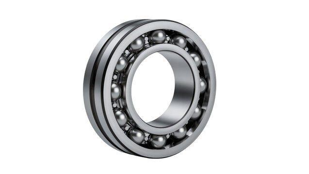 Shiny metal ball bearing with multiple spheres, isolated on transparent background