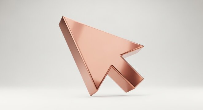 3d render of a metallic copper computer mouse cursor arrow