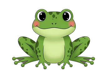 Naklejka premium A green frog with big eyes and pink cheeks isolated on transparent background, PNG