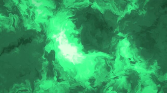 Green Emerald Forest Marble Ink Motion Background, Smooth Flowing Liquid Paint Animation Seamless Loop, 4K