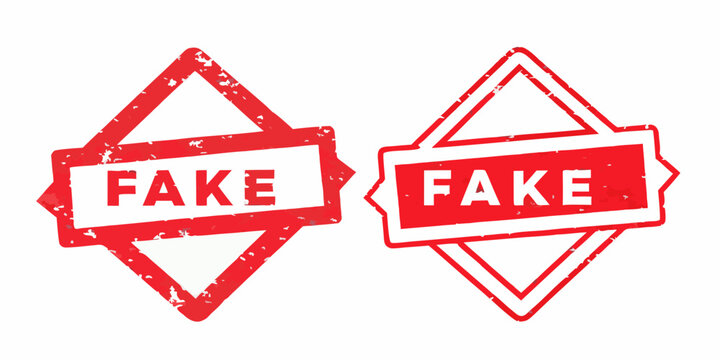 Fake rubber stamp vector illustration distressed red ink on white background