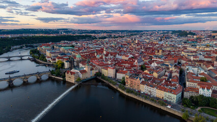 Obraz premium Prague, Czech Republic, aerial drone view