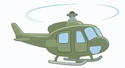 Cartoon Military Style Helicopter Vector Illustration Isolated on White Background © MdArif