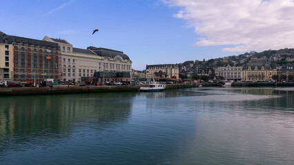 Obraz premium Seaside resort on the English Channel coast of Trouville-sur-Mer, Normandy, France, October 20, 2025