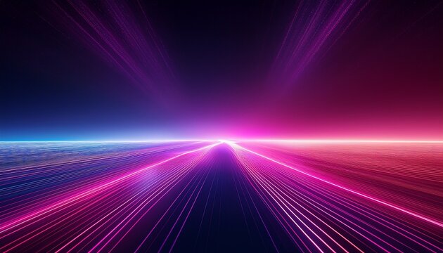 horizon line of glowing pink and purple light against dark void abstract background