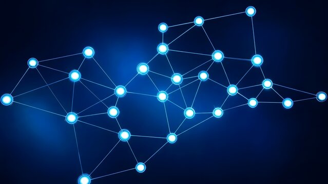 Blue glowing network nodes and connections