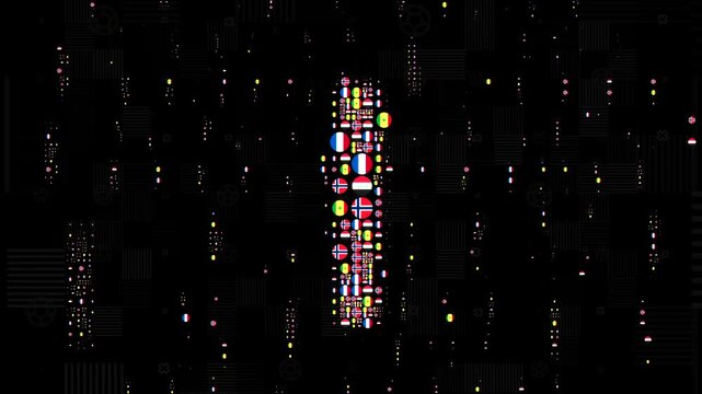 World Cup Group I Text Animation Composed of Rotating Soccer Balls and Country Flag Icons