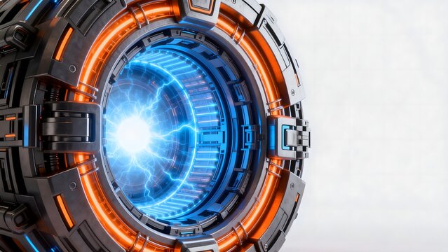 Futuristic scifi portal with glowing blue energy