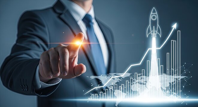 Businessman leveraging ai technology for exponential growth and success