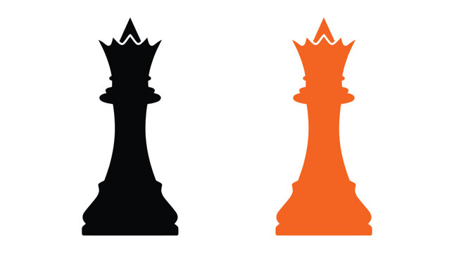 Chess queen silhouette on a white background a monochromatic game piece