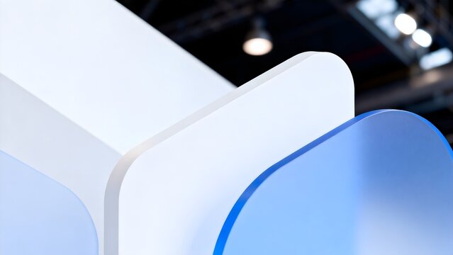 Abstract white and blue geometric shapes