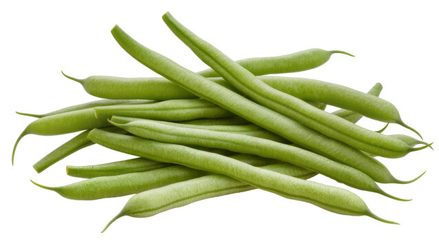 Pile of fresh green beans healthy vegetable, isolated on transparent background