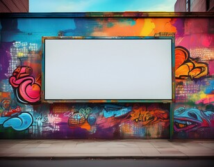 Fototapeta premium billboard on urban street art graffiti wall