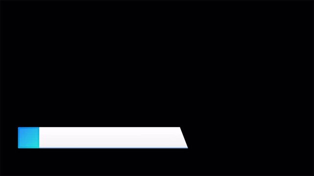 Modern news lower third graphic with blue gradient square and white text bar, broadcast title banner animation 4k video