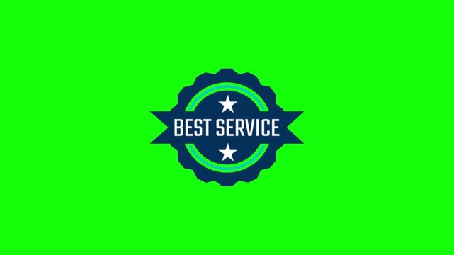 Animated best service badge with ribbon and stamp isolated on a green screen background video