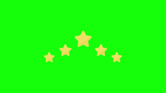Animated five star rating icon with smooth motion isolated on a green screen background video