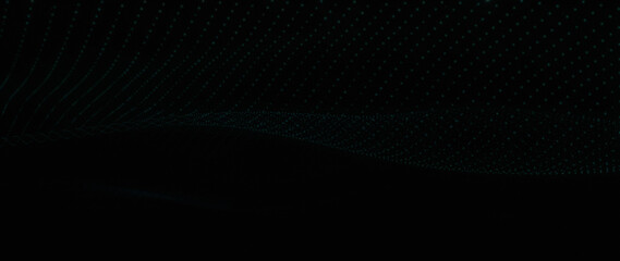 Obraz premium Futuristic Abstract Background: Dynamic Network of Glowing Teal and Blue Interconnected Particles and Lines, Evoking Digital Plexus and Scientific Data Flow with Depth and Mystery