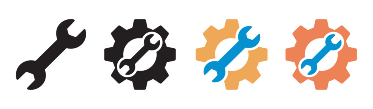 Manufacturing vector icons set, service icon designs for production line, machinery, engineering and industrial workflow concepts