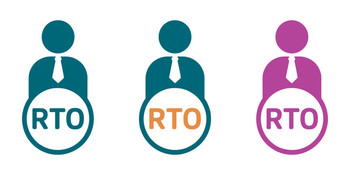 Human icon with RTO recovery time signs vector set, business continuity and downtime recovery concept for IT and operations