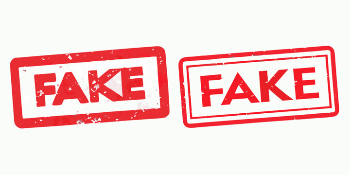 Fake Rubber Stamps Red Ink On White Background Vector Illustration