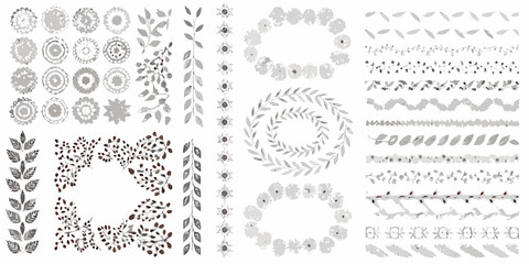 Hand Drawn Botanical Design Elements With Floral Ornament Patterns © Ankan