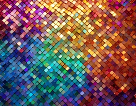 colorful glitter squares arranged in a mosaic pattern
